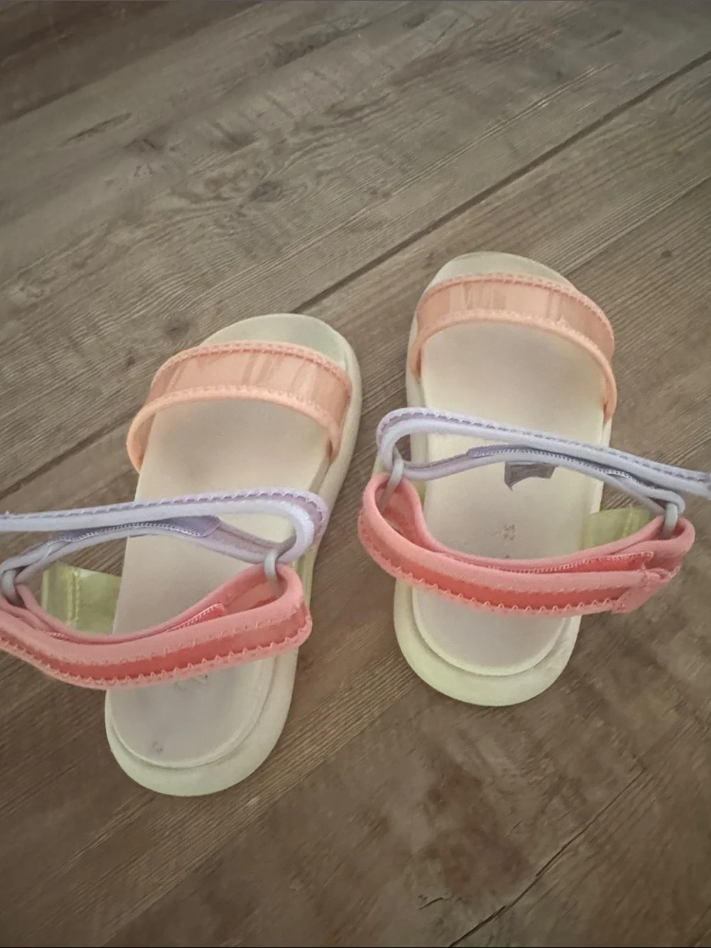Zara Peach and Lilac Kids Velcro Strap Sandals